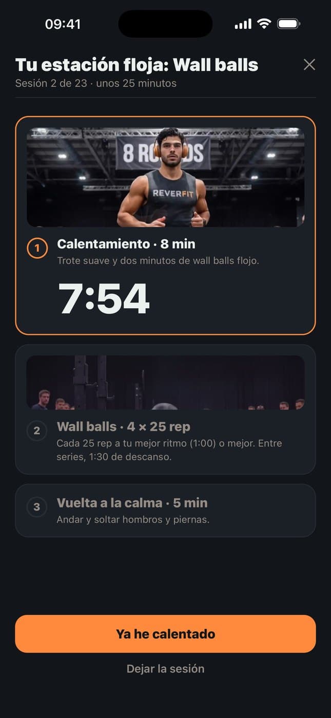 8Round: una sesión guiada, con el calentamiento en cuenta atrás