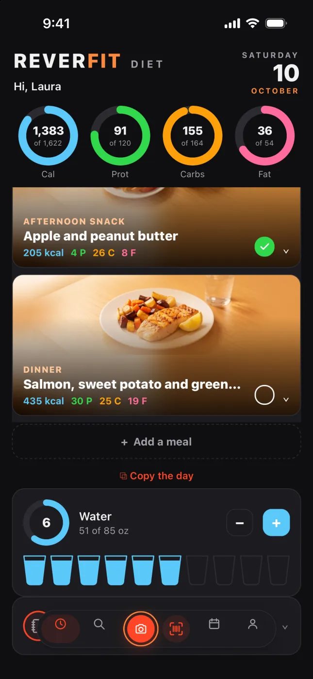 Reverfit Diet: your meals with their calories and macros