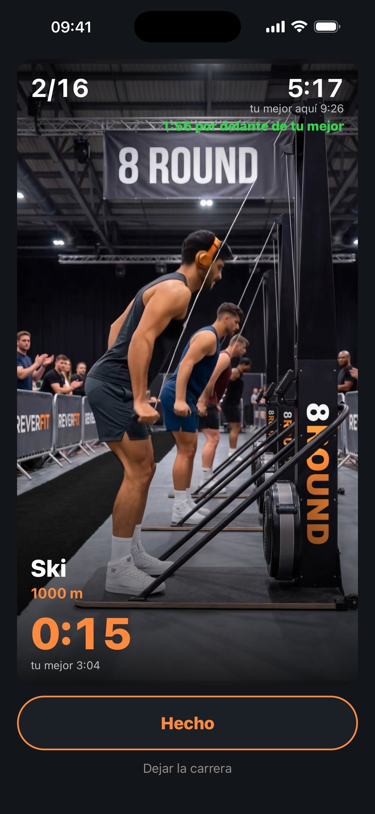 8Round: a race station with the clock, the best time and the heart rate