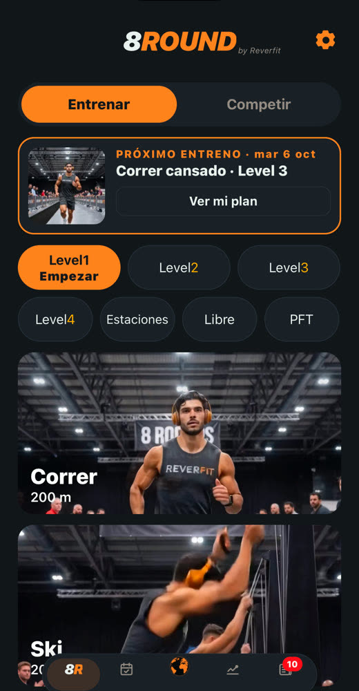 8Round: la pantalla de inicio