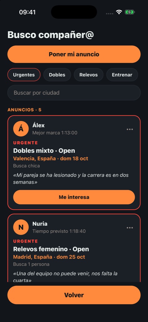 8Round, Find a teammate: the board with two urgent ads at the top (example ads)