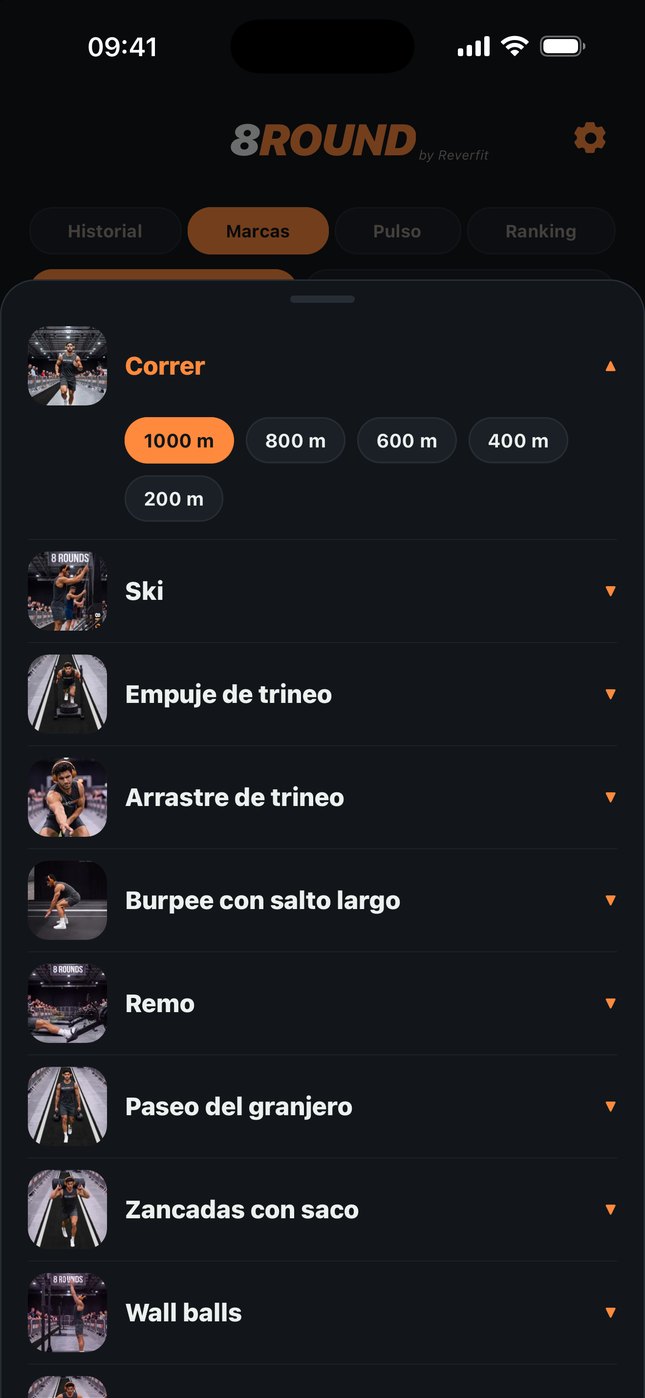 8Round: Marcas, con el selector de estaciones con foto