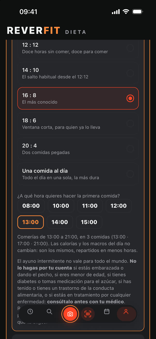 Reverfit Diet (in Spanish): intermittent fasting