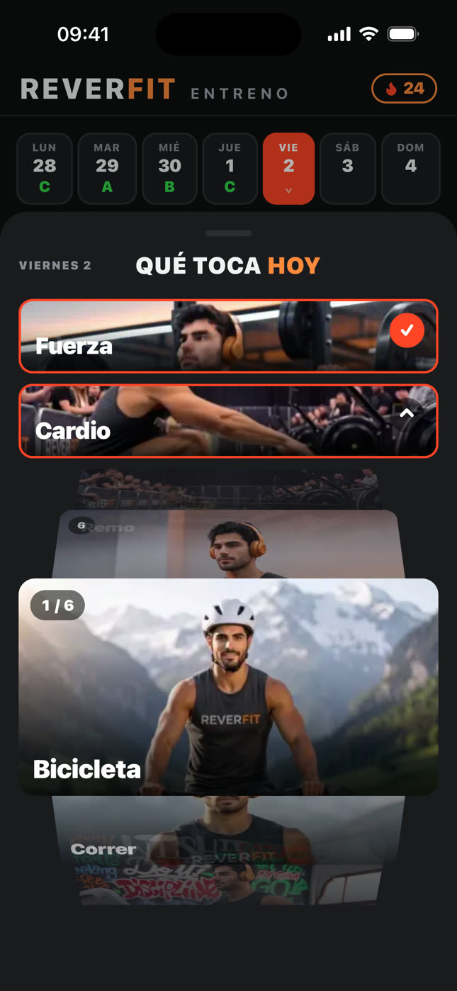 Reverfit Entreno: qué toca hoy, con fuerza y cardio