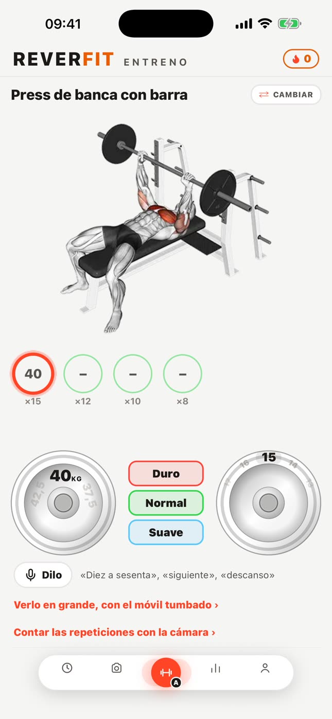 Reverfit Entreno en claro: el ejercicio en curso