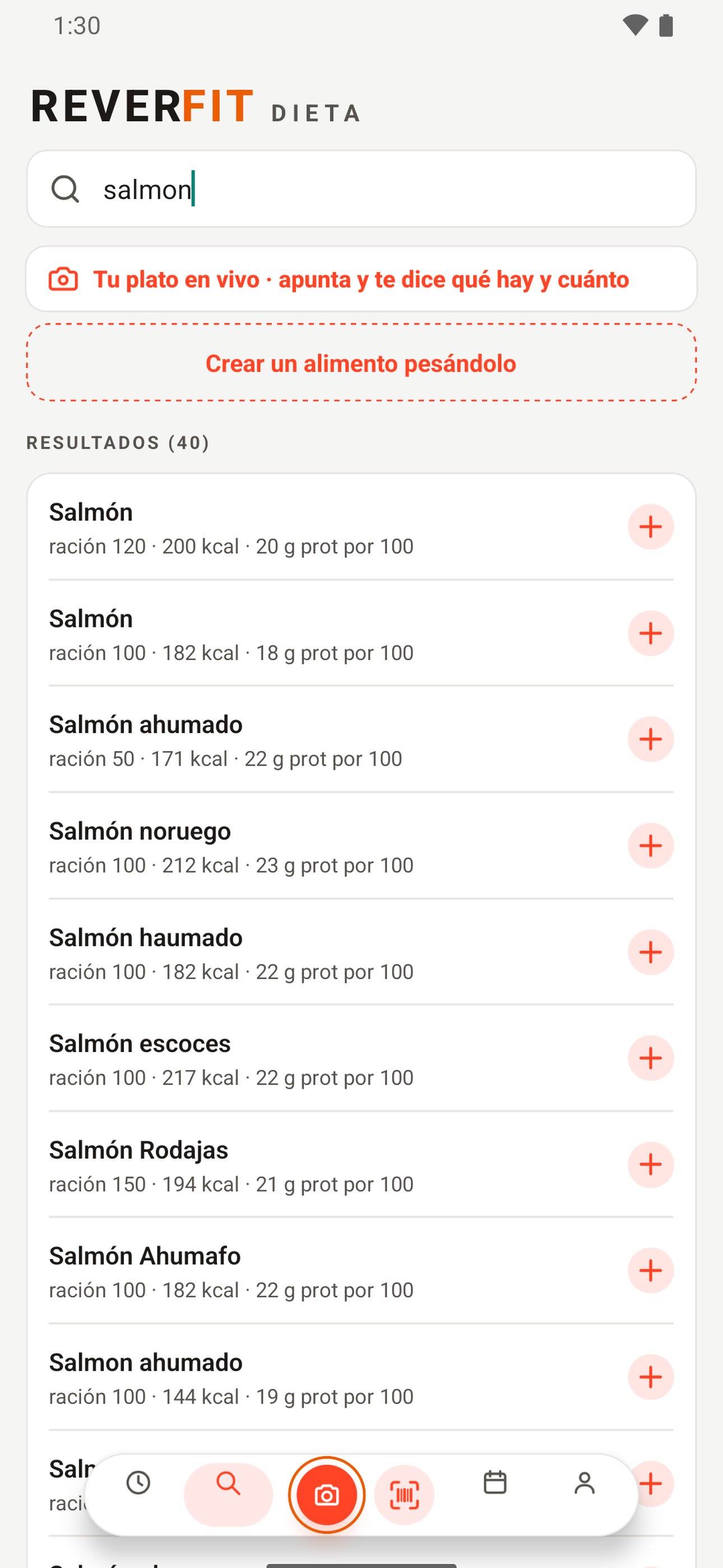 App de dieta: buscador con más de 15.000 alimentos