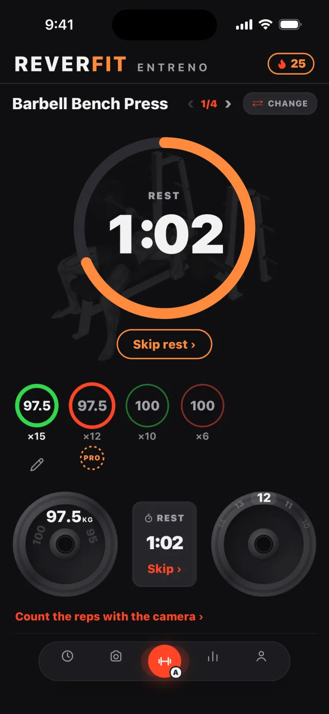 Reverfit Workout: the rest countdown