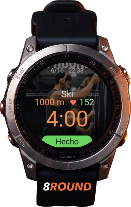 8Round on a Garmin watch: the ski erg station with heart rate